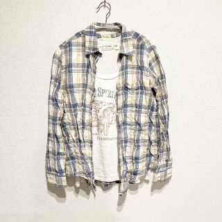 ゴア(goa)の売切値下げ【goa】麻チェックカシュクールシャツ＋Tシャツ(シャツ/ブラウス(長袖/七分))