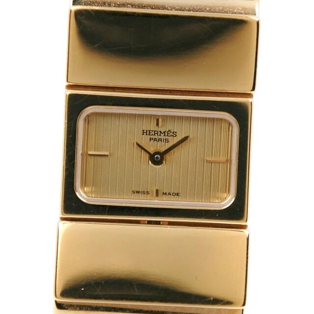 Hermes - 【HERMES】エルメス ロケ L01.201 金メッキ クオーツ レディース ゴールド文字盤 腕時計