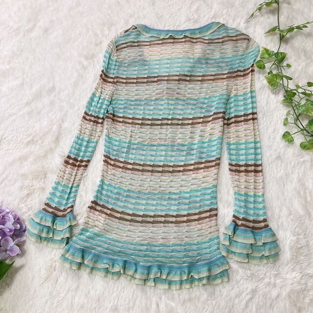 【試着のみ】M MISSONI　コットンニットベスト　フリル　マルチカラー　40