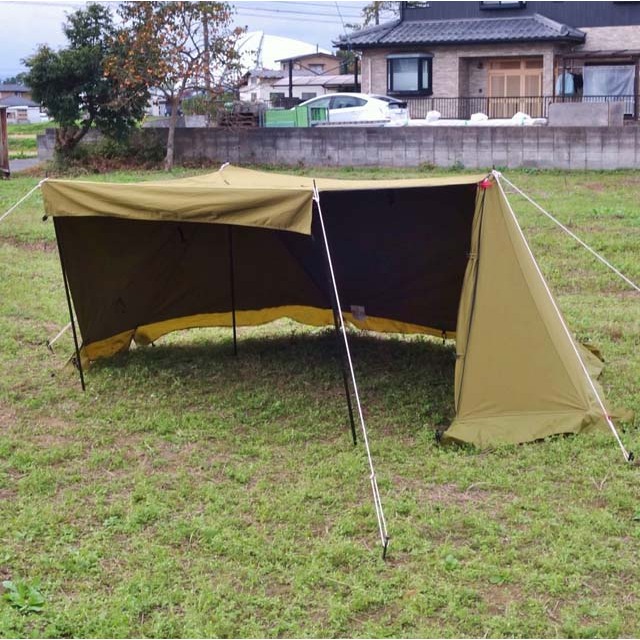 素材-美品 テンマクデザイン tent-Mark DESIGNS 炎幕 TC-DX 前幕 跳ね上げポール付き パップテント ソロ テント キャンプ アウトドア