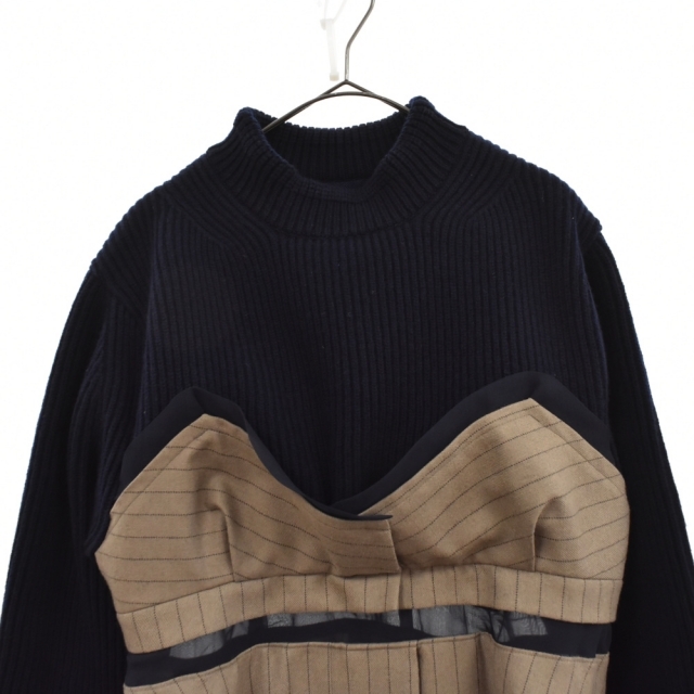 sacai - Sacai サカイ 22AW Wool Knit Chalk Stripe Dress sacai - Sacai サカイ 22AW Wool Knit Chalk Stripe Dress