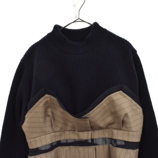 sacai ニット×チョークストライプドレス　サカイ　ワンピース　22AW 2