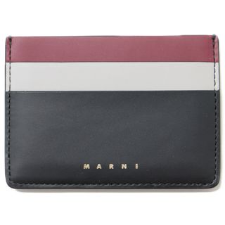 マルニ(Marni)のMARNI マルニ パスケース カードケース ブラック ライトグレー バーガンディ 黒 赤 定期入れ カラーブロック PFMO001403 レザー おしゃれ シンプル 着回し 【レディース】【中古】【新品同様】【RL003】(パスケース/IDカードホルダー)