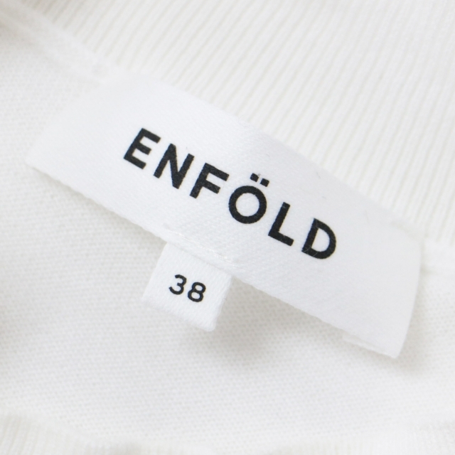 ENFOLD(エンフォルド)のENFOLD エンフォルド ニット セーター トップス ホワイト 白 38(M) プルオーバー ハイネック 長袖 アシンメトリー コットン 綿 大人女子 女性 着回し 【レディース】【中古】【RL003】 レディースのトップス(ニット/セーター)の商品写真