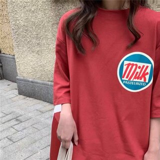 オーバーサイズ milk ロゴTシャツ【XL】ホワイト(Tシャツ(半袖/袖なし))