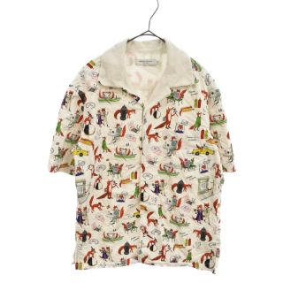 メゾンキツネ(MAISON KITSUNE')のMAISON KITSUNE メゾンキツネ 裏地パイル 総柄デザイン 半袖シャツ ホワイト(シャツ)