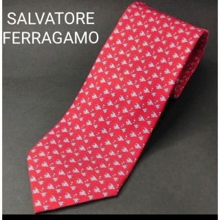 サルヴァトーレフェラガモ(Salvatore Ferragamo)のフェラガモ 高級ネクタイ　タグ付き フィッシュ柄 ワインレッド(ネクタイ)