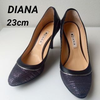 ダイアナ(DIANA)の【DIANA】ダイアナ ラメツイード レザーパンプス 23 ブラック(ハイヒール/パンプス)