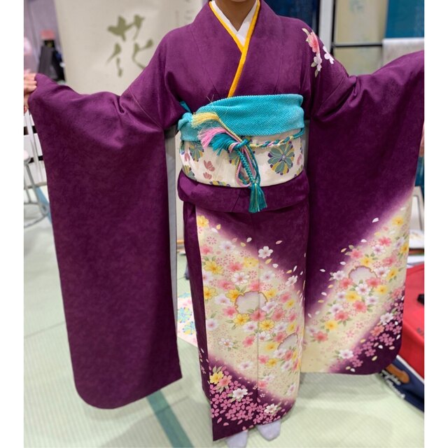 振り袖　新品　正絹　着物　紫　　　　 桜　成人式　卒業式