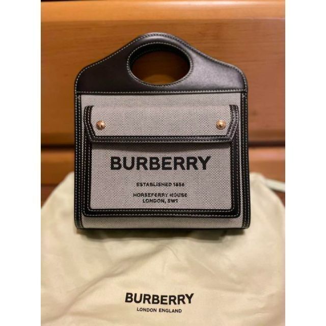 BURBERRY コットンキャンバス&レザー ポケットバッグ bahadirbuzol.com