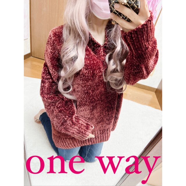 one*way(ワンウェイ)の5023.one way もちもち ニット ワインレッド トップス レディースのトップス(ニット/セーター)の商品写真