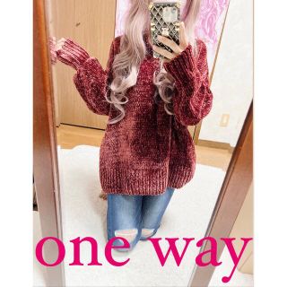 ワンウェイ(one*way)の5023.one way もちもち ニット ワインレッド トップス(ニット/セーター)