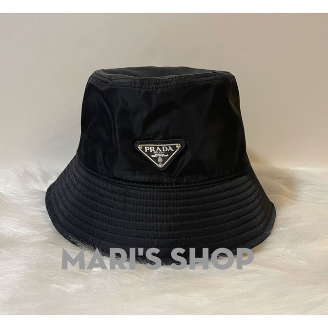 最安値 PRADA バケットハット ロゴ 黒の通販 by MARI's shop|プラダ