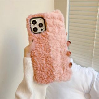 iPhone13ケース　もこもこ　ピンク(iPhoneケース)