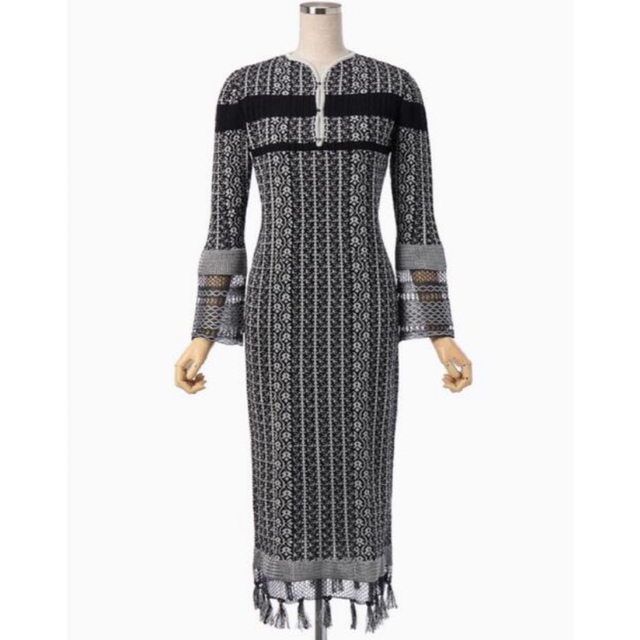 mame Rib Jacquard Pedicel Knit Dress - ワンピース