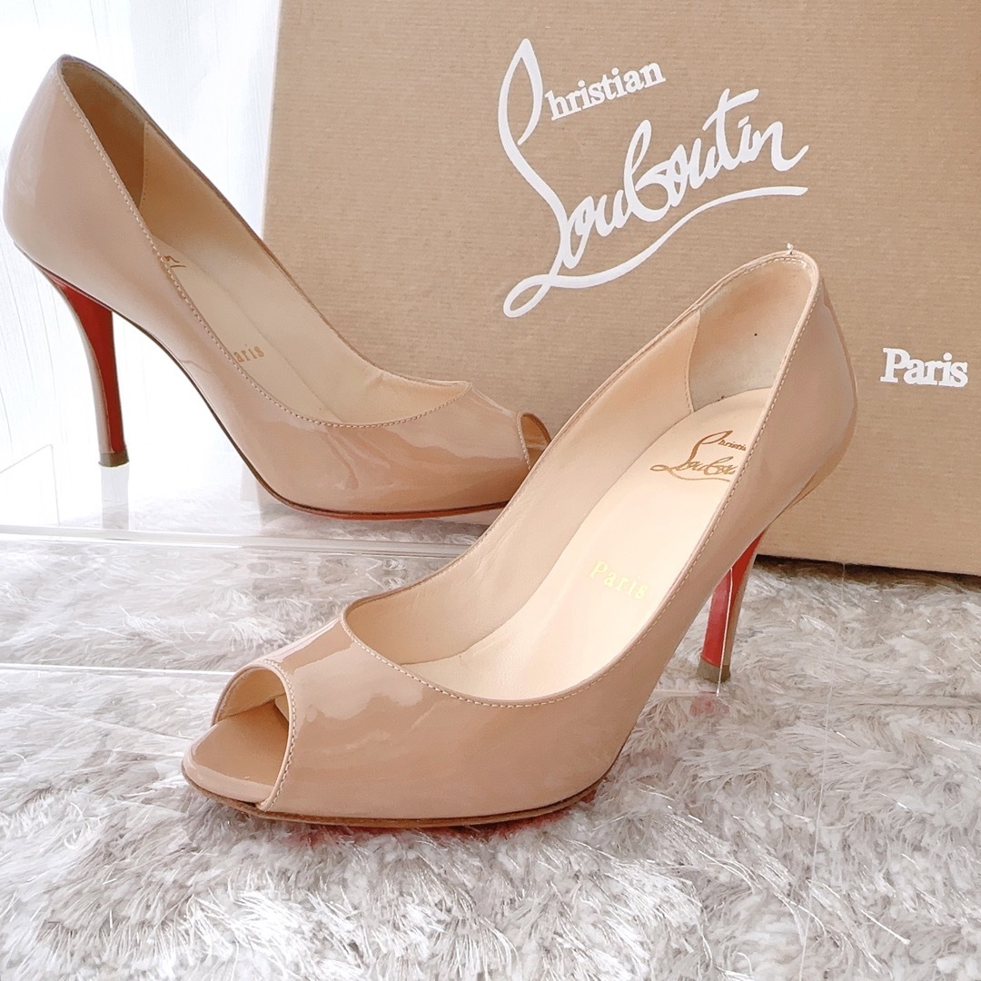 美品】ルブタンオープントゥパンプス 美品】ルブタンオープントゥパンプス