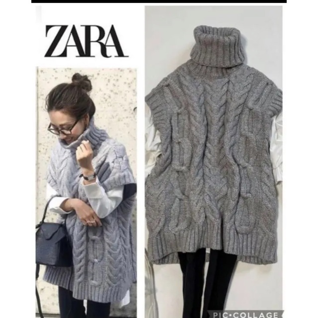 ZARA(ザラ)のZARAケーブルニットベスト レディースのトップス(ニット/セーター)の商品写真