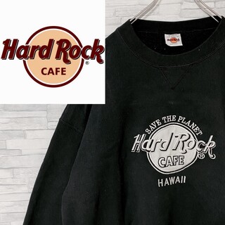 ハードロックカフェ(Hard Rock CAFE)のハードロックカフェ HAWAII スウェットトレーナー　刺繍ロゴ  黒　XL(スウェット)