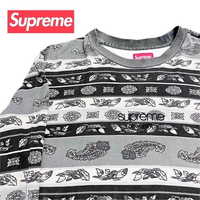 希少★Supreme シュプリーム 総柄 ペイズリー柄 長袖カットソー サイズL