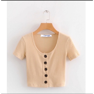 ザラ(ZARA)のベージュトップス(Tシャツ(半袖/袖なし))