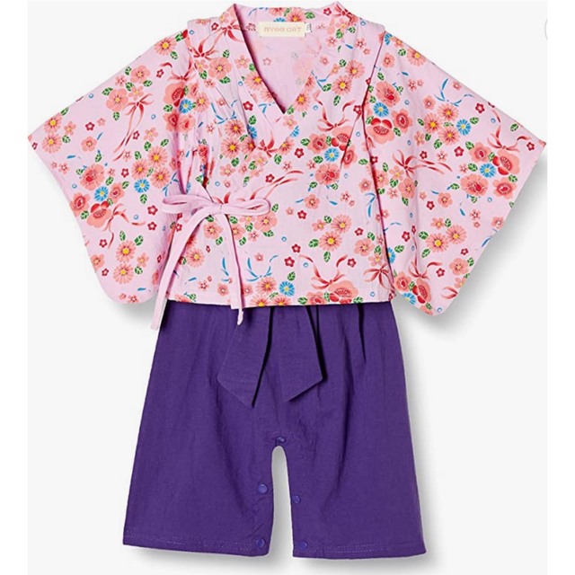 袴　ロンパース　95 キッズ/ベビー/マタニティのキッズ服女の子用(90cm~)(和服/着物)の商品写真