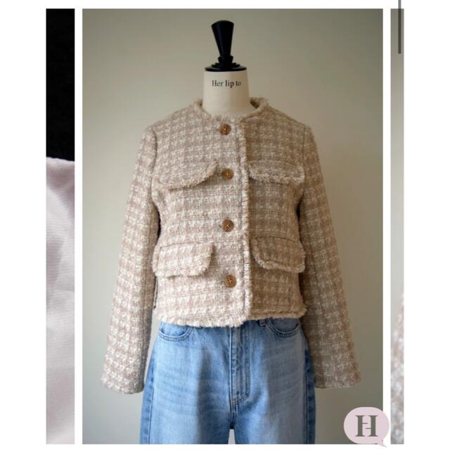 サイズHerlipto Spring Tweed Jacket - ノーカラージャケット