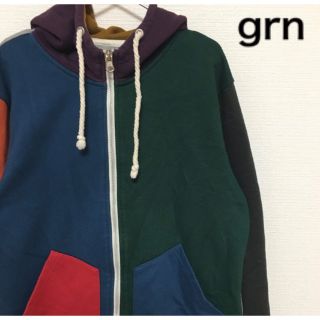 ジーアールエヌ(grn)のgrn パーカー　ジップアップ　クレイジーパターン　マルチカラー　ゆるダボ(パーカー)