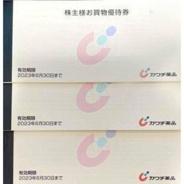 カワチ薬品株主優待券5万円分(5百円券10枚×10冊)来年6月末迄