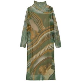 アメリヴィンテージ(Ameri VINTAGE)のCROOKED STRATUM SHEER DRESS(ロングワンピース/マキシワンピース)