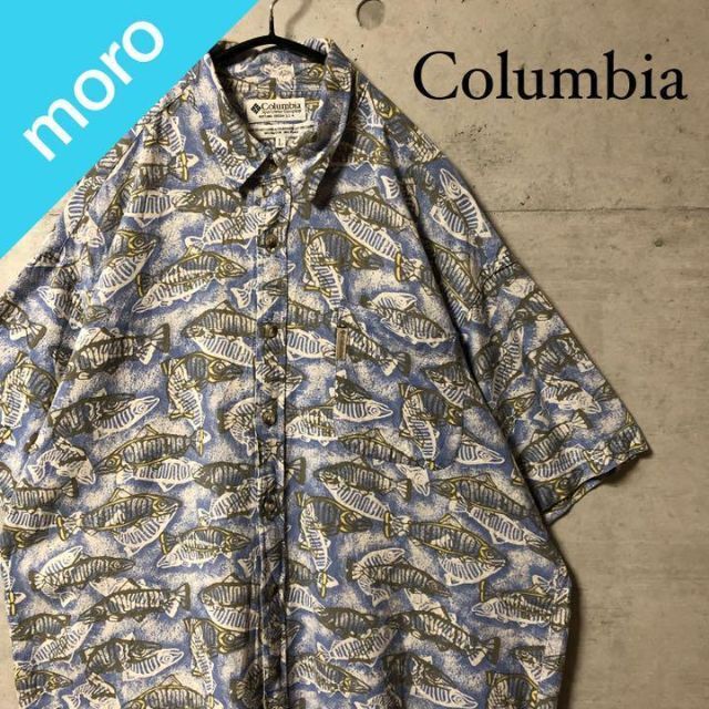 No.20 Columbia コロンビア　総柄シャツ　魚柄　アロハシャツ