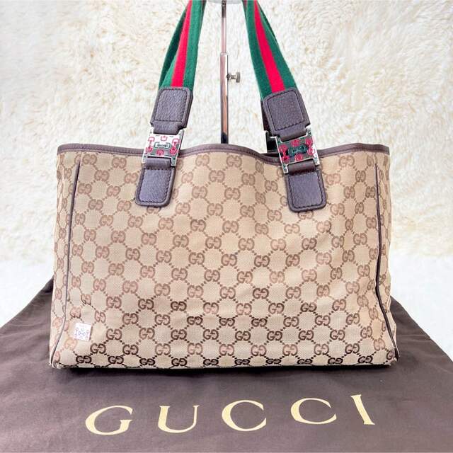 Gucci(グッチ)のグッチ トートバッグ マザーズバッグ シェリーライン ホースビット キャンバス レディースのバッグ(トートバッグ)の商品写真