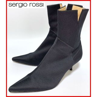 セルジオロッシ(Sergio Rossi)のセルジオロッシ 35.5≒22.5cm サイドジップブーツ 黒 ナイロン D4(ブーツ)