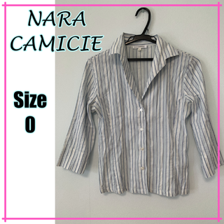 ナラカミーチェ(NARACAMICIE)の【超美品☆】ナラカミーチェ　ストライプシャツ　七分丈　シャツブラウス　古着(シャツ/ブラウス(長袖/七分))