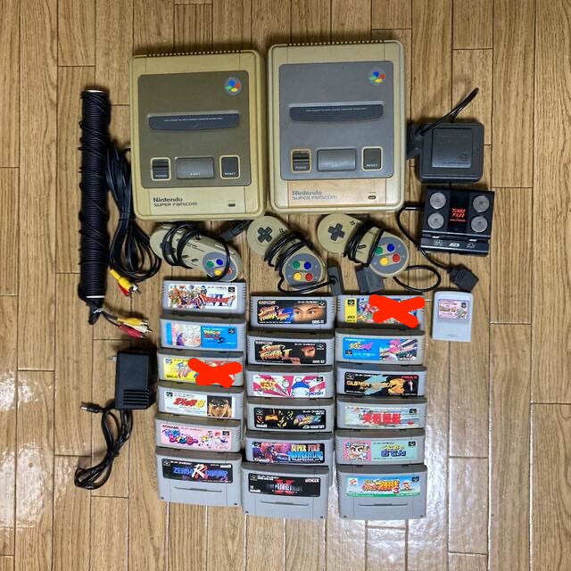 【ジャンク品】スーパーファミコン本体2台&ソフト17本&周辺機器まとめ売り