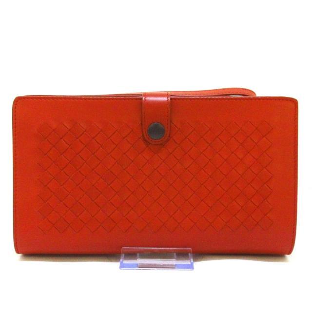 輸入 美品 BOTTEGA VENETA ボッテガヴェネタ オレンジ 二つ折り財布