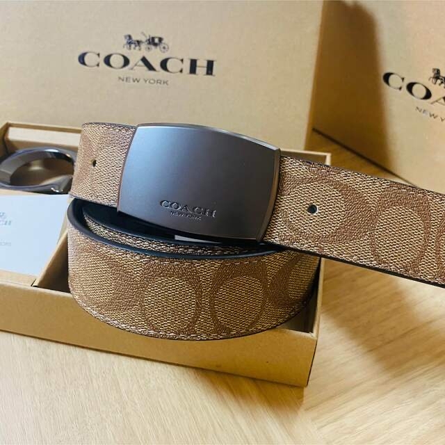 COACHコーチ新品正規品リバーシブルレザーベルト回転バックル