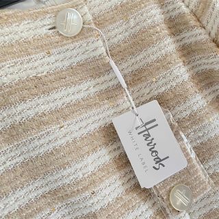 Harrods - 未使用タグ付きHarrodsツイード ノーカラーJK ワンピース