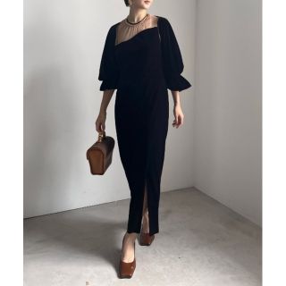 アメリヴィンテージ(Ameri VINTAGE)のAmeri Vintage  2WAY CURVE VELOURS DRESS(ロングドレス)