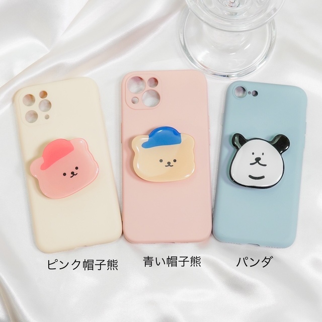 ポップソケット付き iPhoneケース スマホグリップ 犬 パンダ くま ひつじの通販 by めぐみ's shop |ラクマ
