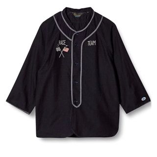 チャンピオン(Champion)のベースボールシャツ 7分袖シャツ バックデザイン　ヴィンテージ風ロゴワッペン(Tシャツ/カットソー(七分/長袖))