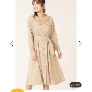 ジルバイジルスチュアート(JILL by JILLSTUART)の新品！　ジルバイジルスチュアート　JILL 開襟シャツワンピース　(ひざ丈ワンピース)