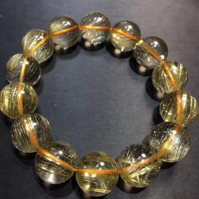 適切な価格 ⭐︎【天然】ゴールド ルチル クオーツ ブレスレット 16mm