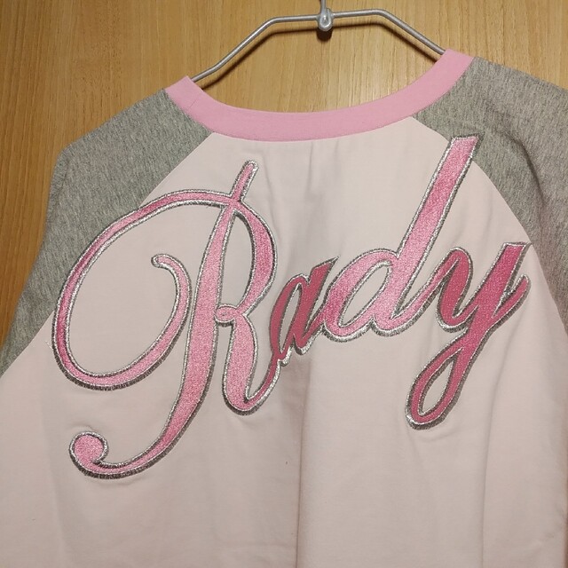 Rady ロングTシャツ バックロゴ ピンク×グレー S~XL 長袖