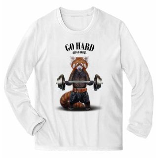 レッサーパンダ ダンベル 筋トレ 筋肉 ワークアウト 長袖 Tシャツ メンズ(Tシャツ/カットソー(七分/長袖))