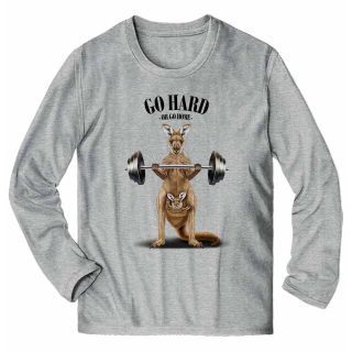 カンガルー ダンベル 筋トレ 筋肉 ワークアウト 長袖 Tシャツ メンズ(Tシャツ/カットソー(七分/長袖))