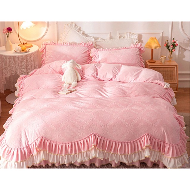 ワイドダブル ベッド用品4点セット ．寝具 枕カバー掛け布団カバー ベッドパッド約200x230枕カバー2点