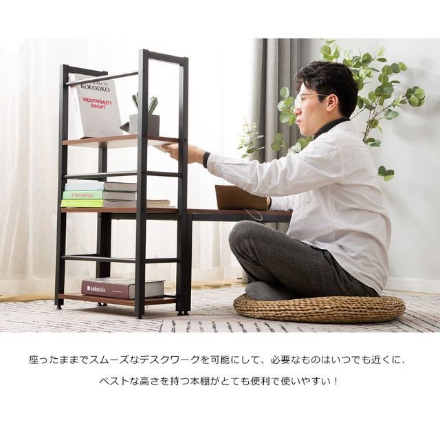 新品★ローデスク パソコンデスク 収納ラック付き木製 /sinnsei 8