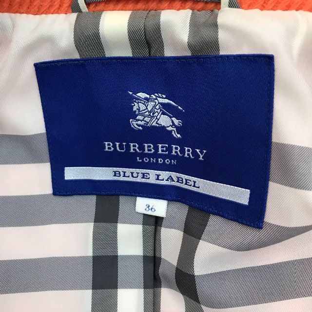 BURBERRY BLUE LABEL(バーバリーブルーレーベル)の☆美品☆バーバリー　ブルーレーベル　コート　ウール　オレンジ　36サイズ レディースのジャケット/アウター(ピーコート)の商品写真