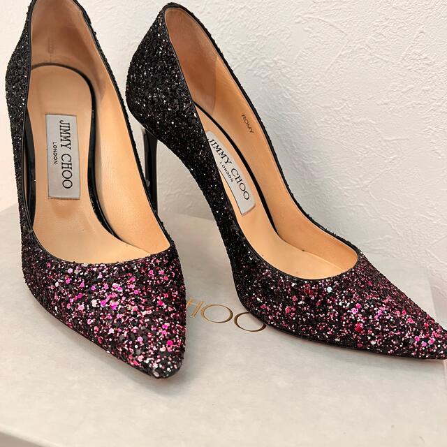 JIMMY CHOO ジミーチュウ ROMY グリッターパンプス ピンク 38