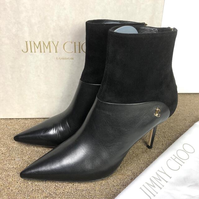 36.5 JIMMY CHOO ショートブーツ 黒 コンビ BEYLA 85 vimaseguridad.com
